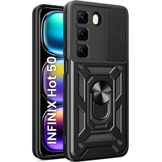 Obal na mobil pre Infinix Hot 50 4G, CamShield Slide, čierne