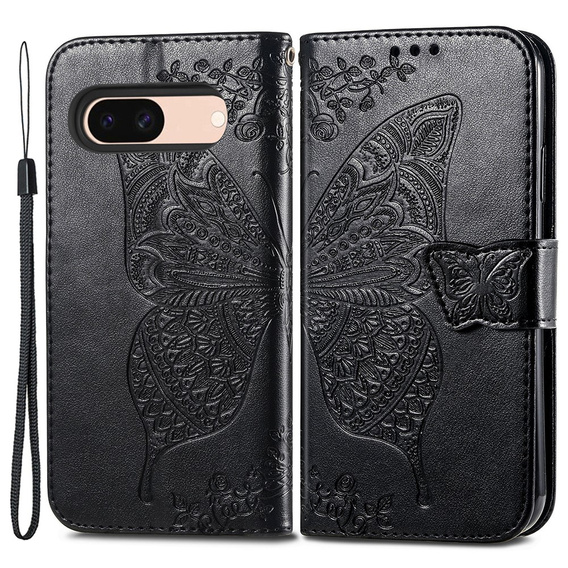 Klapkové puzdro pre Google Pixel 8A, Butterfly, čierne