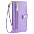 Klapkové puzdro pre Samsung Galaxy A16, Wallet Zipper Pocket, fialové