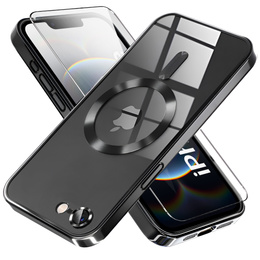 Puzdro pre iPhone 16E, Electro MagSafe, čierne + sklo na displej