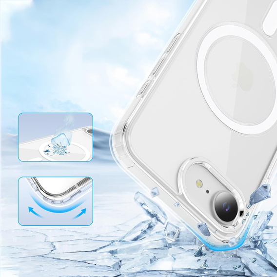 Magnetické puzdro MagSafe pre iPhone 16E, ERBORD CrystalMag, číre + sklo na displej