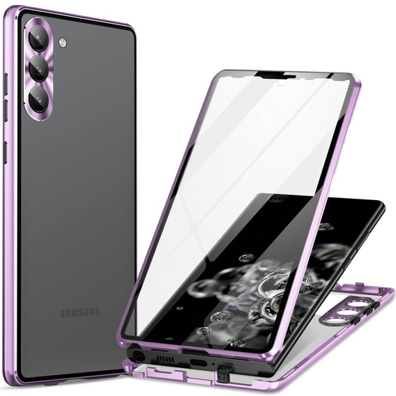 Puzdro pre Samsung Galaxy S24, Magnetic Dual Glass, fialové