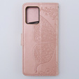 Klapkové puzdro pre Motorola Moto G54 5G, Butterfly, ružové rose gold
