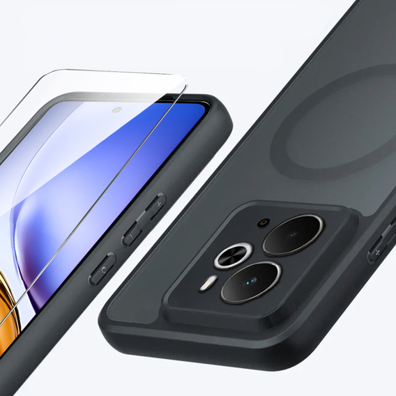 Puzdro pre Realme 14 5G / Realme 14T 5G, pre MagSafe, ERBORD Matt Case, čierny + sklo na displej
