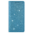 Flipové puzdro na iPhone 16E, Card Slot Glittery, modré