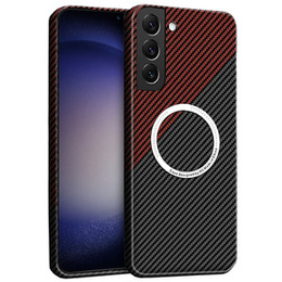 Obal na mobil pre Samsung Galaxy S23, Magsafe Slim Carbon, čierna / červená