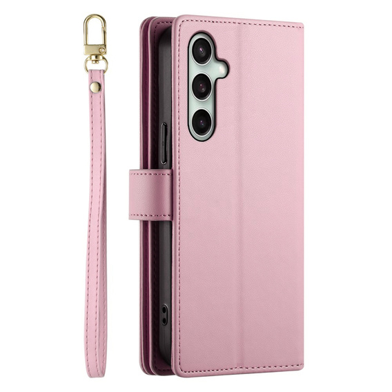 Klapkové puzdro pre Samsung Galaxy S24 FE, Wallet Zipper Pocket, ružové