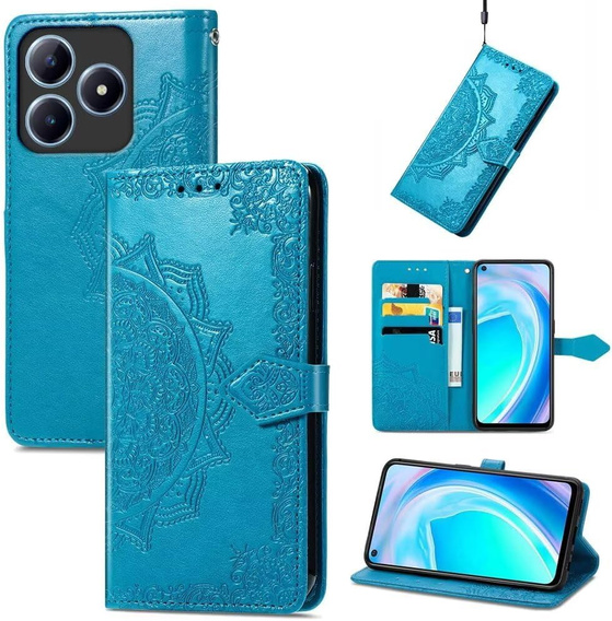 Klapkové puzdro pre Realme C61, Mandala, modré