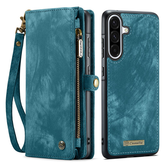 CASEME puzdro pre Samsung Galaxy A56 5G, Retro Leather Wallet, s remienkom, zelený