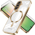 Puzdro pre Samsung Galaxy A56, Electro MagSafe, zlaté + sklo na displej