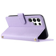 Puzdro s chlopňou pre Samsung Galaxy S25 Ultra, Rhombus Crossbody Leather, fialové
