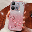 Puzdro pre Infinix Smart 7 4G, Glitter Flower, ružové rose gold