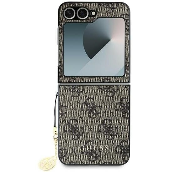 GUESS Obal na mobil pre Samsung Galaxy Z Flip7 FE / Z Flip6, 4G Charms Collection Hardcase, hnedé