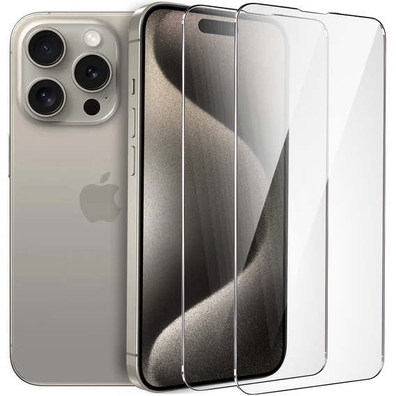 2x tvrdené sklo pre iPhone 15 Pro Max, ERBORD 9H Hard Glass na displeji