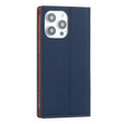 Klapkové puzdro pre iPhone 15 Pro, Litchi Skin Grain, tmavomodré