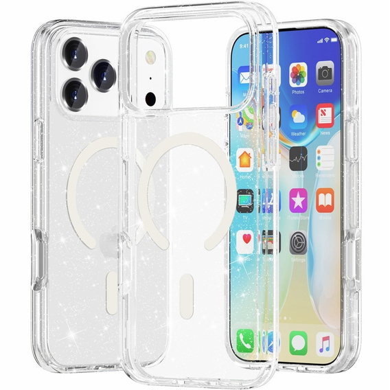 Puzdro pre iPhone 17 Pro Max, pre MagSafe, trblietavé - transparentné