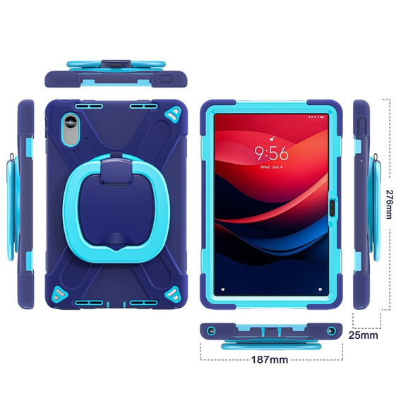 Detské puzdro pre Lenovo Tab M11, pancierované s popruhom, námornícka modrá / zelená