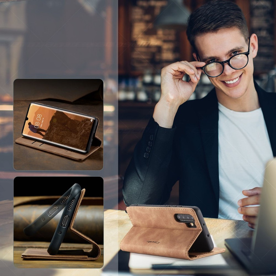 CASEME puzdro pre Huawei P30 Pro, Leather Wallet Case, hnedé