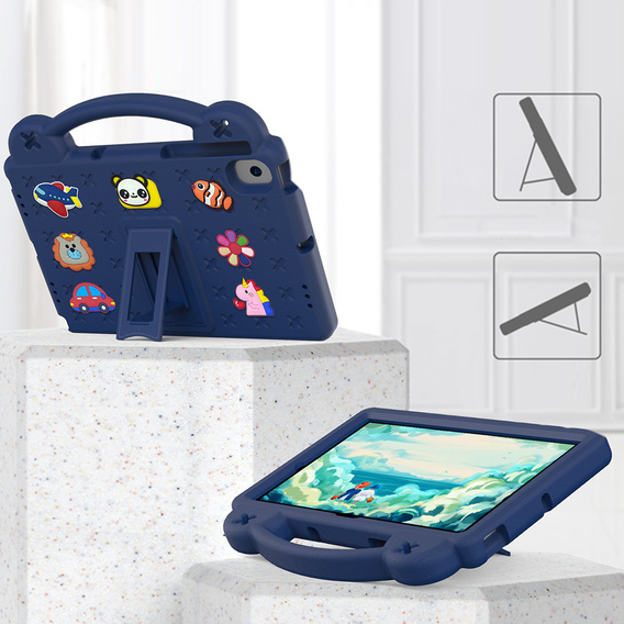 Detské puzdro pre Samsung Tab A8 X200 / X205, Cute Patterns, so stojanom, tmavomodré
