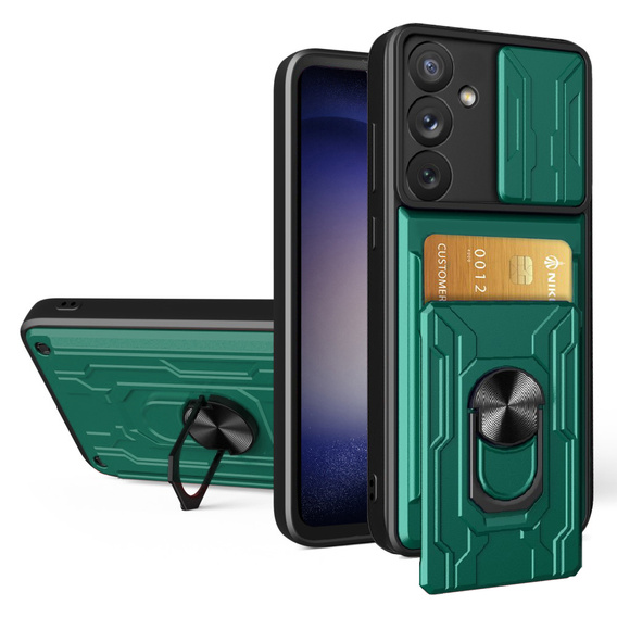 Obrnené puzdro pre Samsung Galaxy A54 5G, Camera Slide Card Slot, zelený