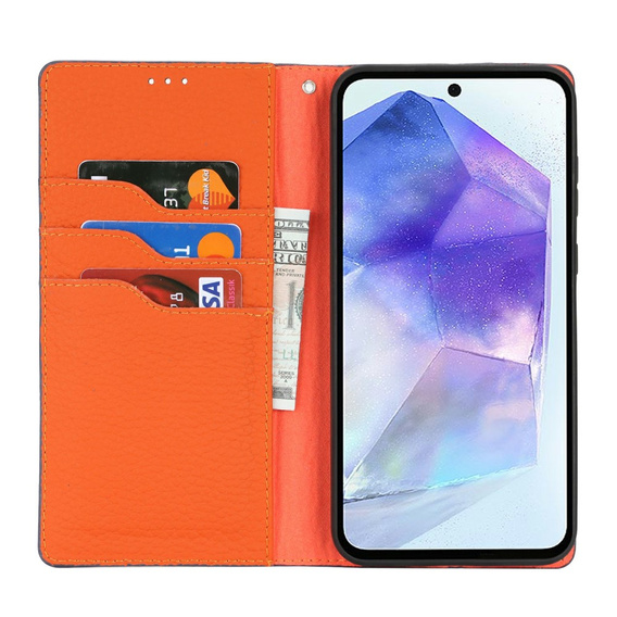 Klapkové puzdro pre Samsung Galaxy S25+ Plus, Litchi Skin Grain, tmavomodré
