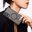Puzdro pre Samsung Galaxy S25 Edge, Kickstand Matt Case, pre MagSafe, čierne + sklo na displej