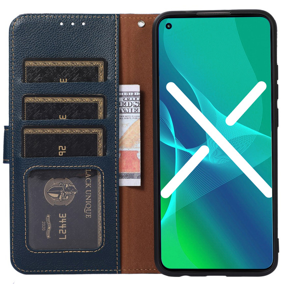 Klapkové puzdro pre Xiaomi 13 Lite, KHAZNEH RFID, modré / hnedé