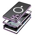 Magnetické puzdro Dual Glass MagSafe pre Samsung Galaxy S23 Ultra, fialové