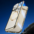 Magnetické puzdro Dual Glass MagSafe pre iPhone 15 Pro Max, zlaté