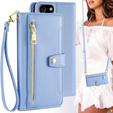 Klapkové puzdro pre iPhone 16E, Wallet Zipper Pocket, modré