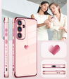Puzdro pre Samsung Galaxy A56, Electro heart, ružové rose gold + sklo 9H