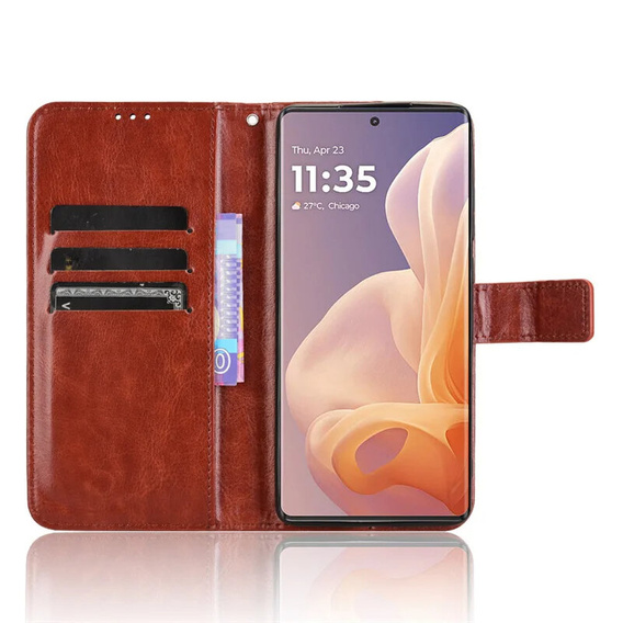 Klapkové puzdro pre Motorola Moto G85, Crazy Horse Wallet, hnedé