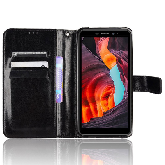 Klapkové puzdro pre Ulefone Armor X10 / X10 Pro, Crazy Horse Wallet, čierne