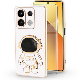 Puzdro pre Xiaomi Redmi Note 13 5G, Astronaut, biele + tvrdené sklo 9H