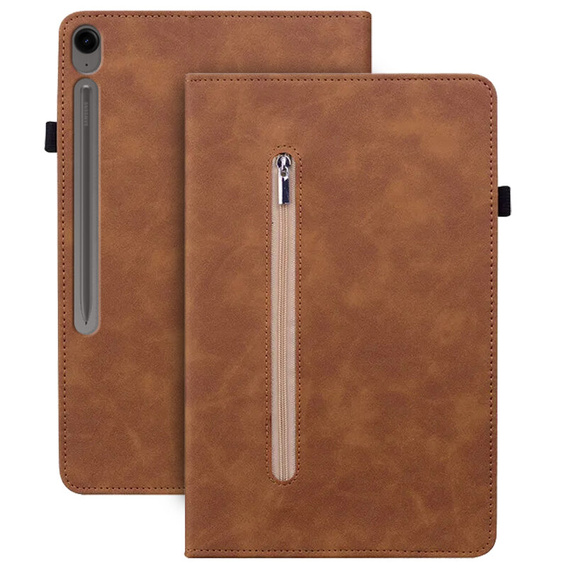 Puzdro pre Samsung Galaxy Tab S10 Lite / S10 FE / S9 FE, Wallet Pen Slot, hnedý