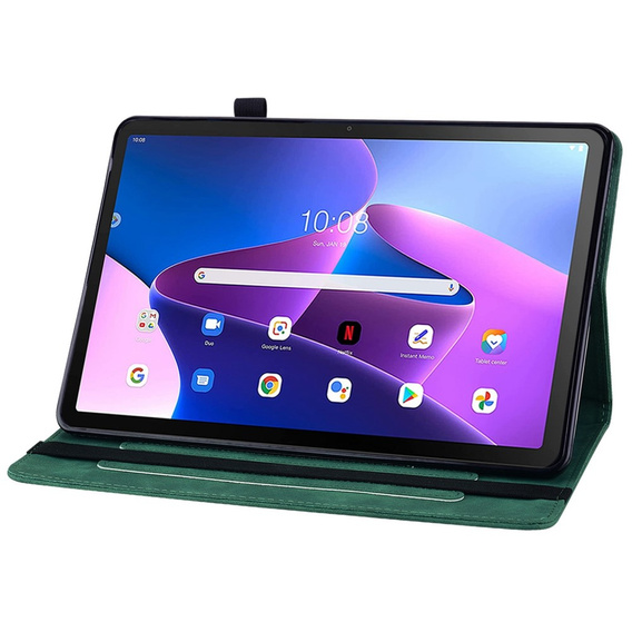 Puzdro pre Lenovo Tab M10 10.1 Gen 3, Wallet Pen Slot, zelený