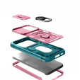 Obal na mobil pre Samsung Galaxy S23 Plus, CamShield Slide, ružové / zelené