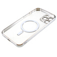 Puzdro pre iPhone 12 Pro, Electro MagSafe, strieborné + sklo na displej