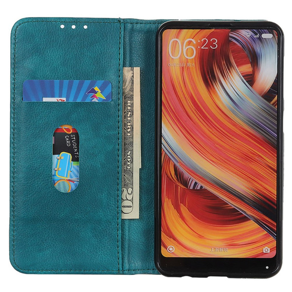 Obal na mobil pre Samsung Galaxy S24, Wallet Litchi Leather, zelený