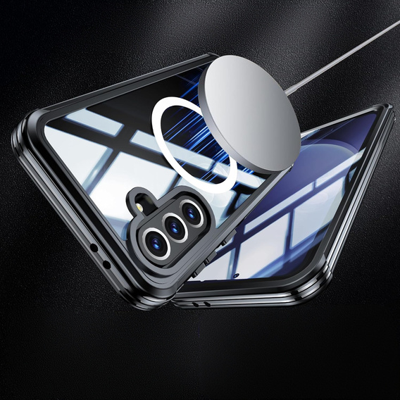 Puzdro pre Samsung Galaxy A36 / Samsung Galaxy A56, Shockproof, so sklom, pre MagSafe, čierne