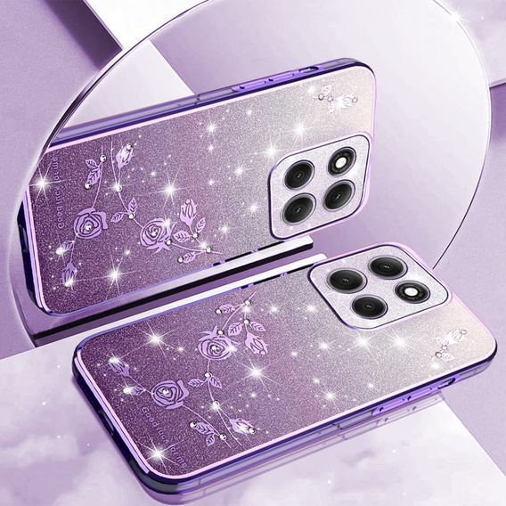 Puzdro pre Motorola Moto G86 5G, Glitter Flower, fialové