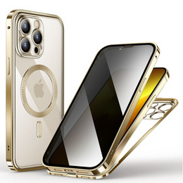 Puzdro pre iPhone 13 Pro, Privacy Dual Glass, pre MagSafe, zlaté