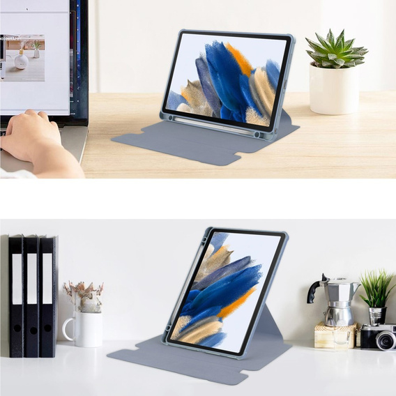 Puzdro s klávesnicou pre Samsung Galaxy Tab A9+, Rotary 360° Leather, fialové
