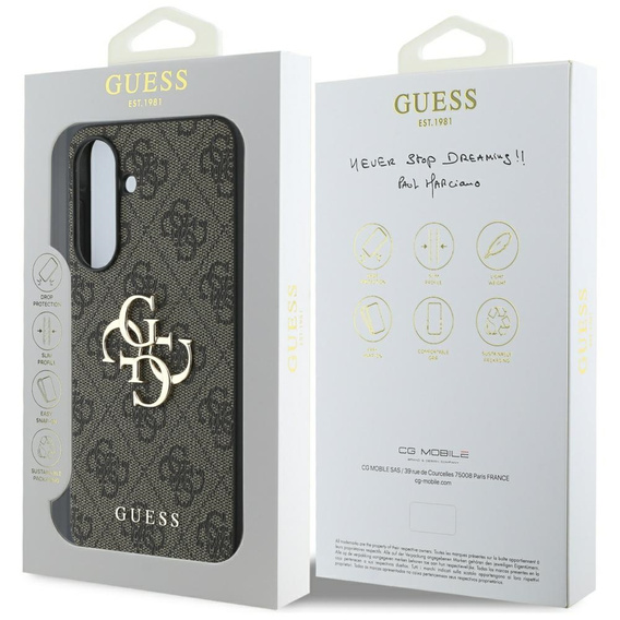 GUESS Obal na mobil pre Samsung Galaxy A56 5G, 4G Big Metal Logo, hnedé