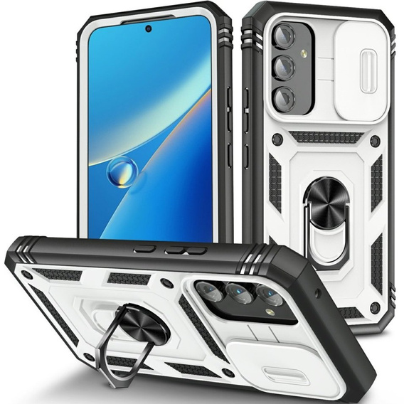 Obal na mobil pre Samsung Galaxy A54 5G, CamShield Slide, biela / čierna