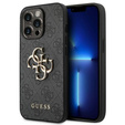 GUESS Obal na mobil pre iPhone 14 Pro, 4G Big Metal Logo, sivé