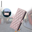 Puzdro s chlopňou pre Samsung Galaxy S24 FE, Rhombus Crossbody Leather, ružové rose gold