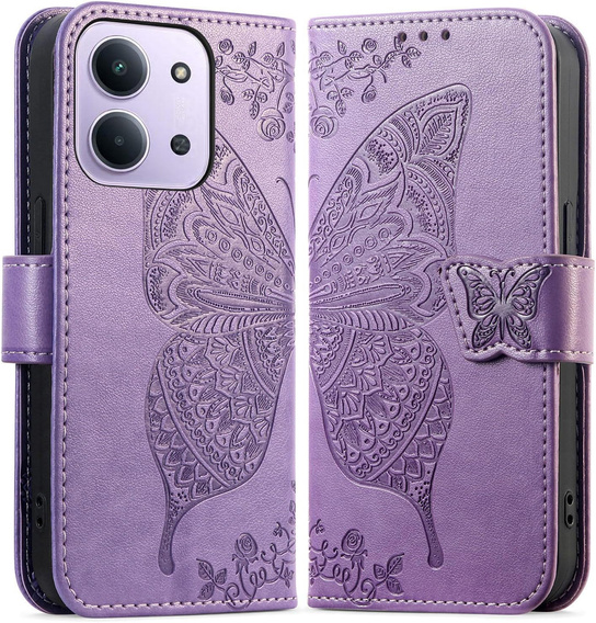 Klapkové puzdro pre Xiaomi Redmi 15C 4G/LTE, Butterfly, fialové