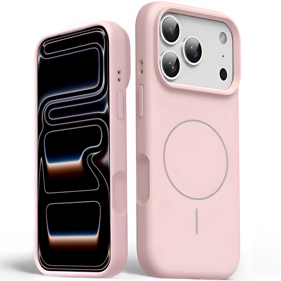 Silikónové puzdro pre iPhone 17 Pro Max, pre MagSafe, proti nárazom, ružové