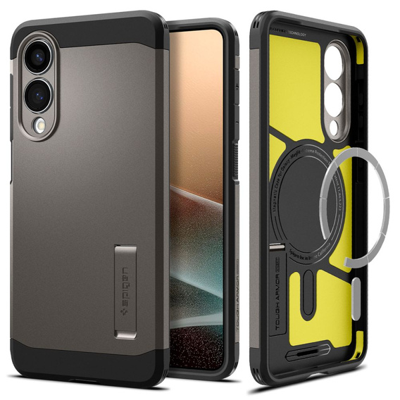 Puzdro Spigen pre Samsung Galaxy A36 5G, Tough Armor Mag MagSafe, čierne + tvrdené sklo 9H